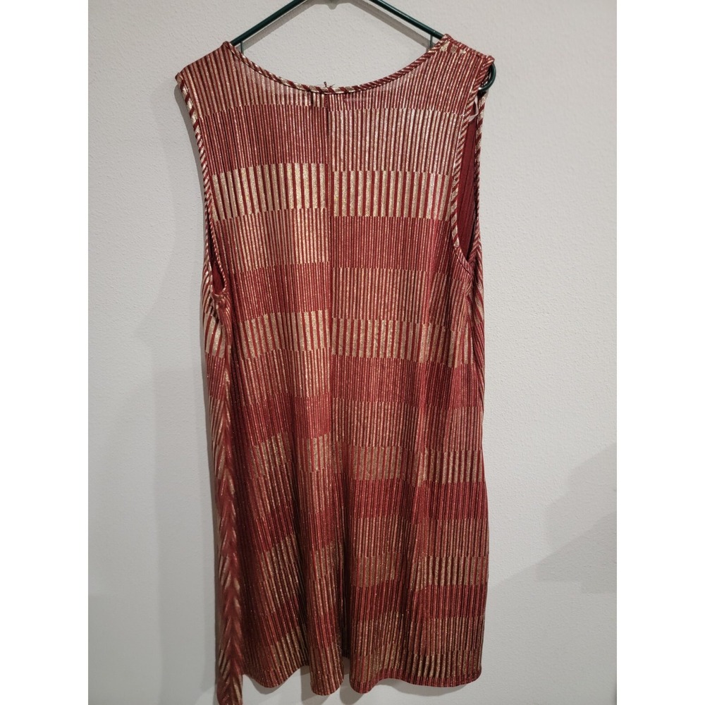 Espresso Women's 3X Red Gold Glitter Stripe A Line Shift Dress‎ Sleeveless - Picture 8 of 8